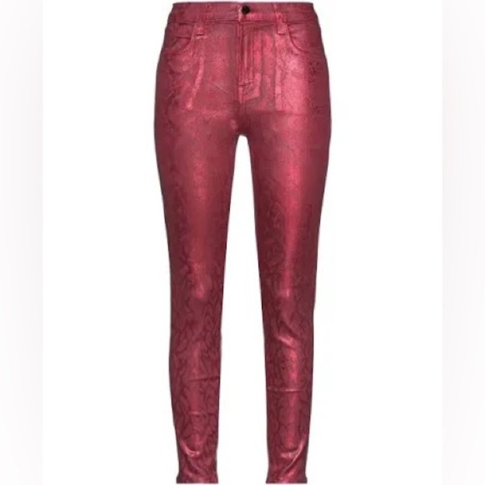 J BRAND ALANA PHOTO READY red metallic foil snake skinny ankle crop S 25 NWT